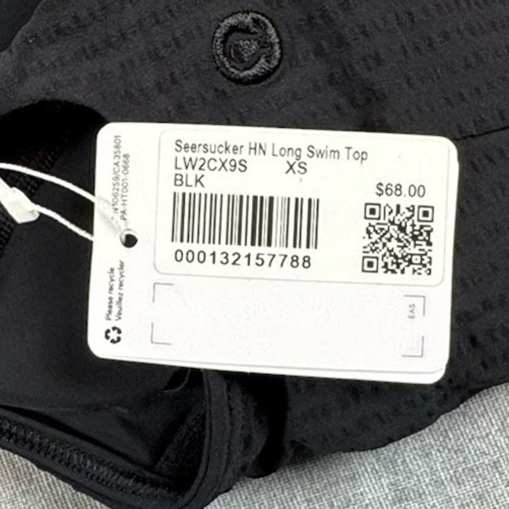 Lululemon Swim Top Size Extra Small Black Seersucker High Neck Long C/D Cups NWT - Picture 6 of 10